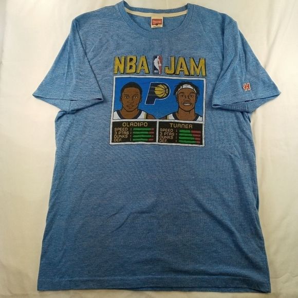 Indiana Pacers NBA Jam Homage old school t-shirt Lge blue fan tee Turner Oladipo - Picture 4 of 14